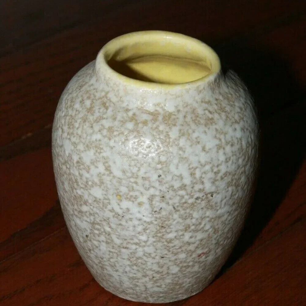 Scheurich antique S&G Foreign vase pottery gray textured tan, pale yellow inside